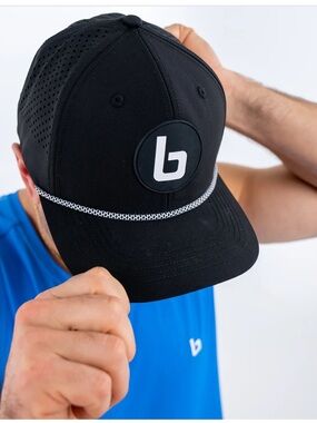 NWT burn boot camp Black Performance Mesh Baseball Cap with Reflective Cord
